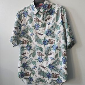 Tommy Bahama White and Green Floral Men's Shirt Size Large